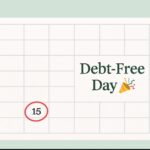 A calendar with the 15th circled, celebrating Debt-Free Day, symbolizing freedom from credit card debt.